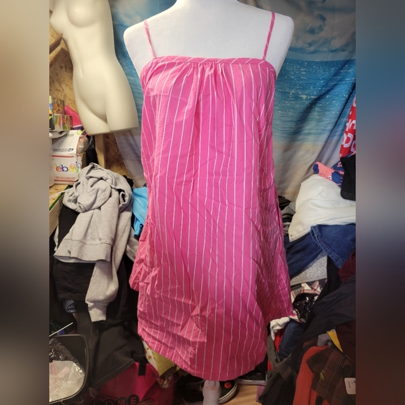 A New Day NWT Pink & White Striped‎ Sundress Size L - Picture 1 of 4